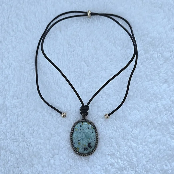 Atterri🛬 Reconstituted Stone on a Black🖤 Waxed Cord Necklace - NIB - Picture 14 of 16